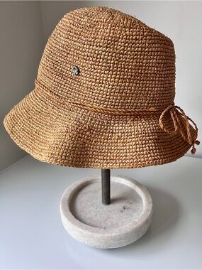 Flora Bella Raffia Crochet Bucket Hat Boho Resort Coastal Natural Straw Hat